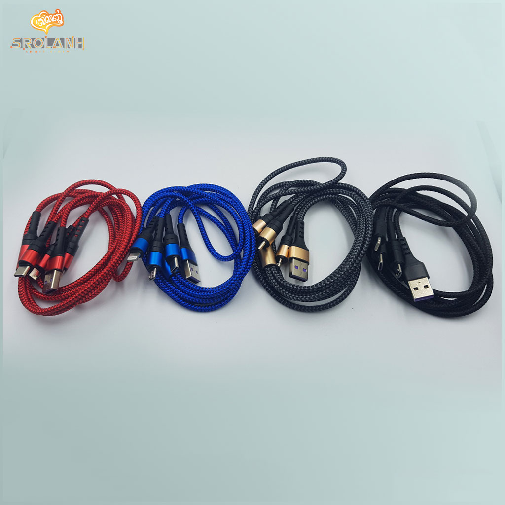 LIT The Cylinder Composite Nylon Data 3 in 1 Cable (3A) 1.2M CND3B-C01
