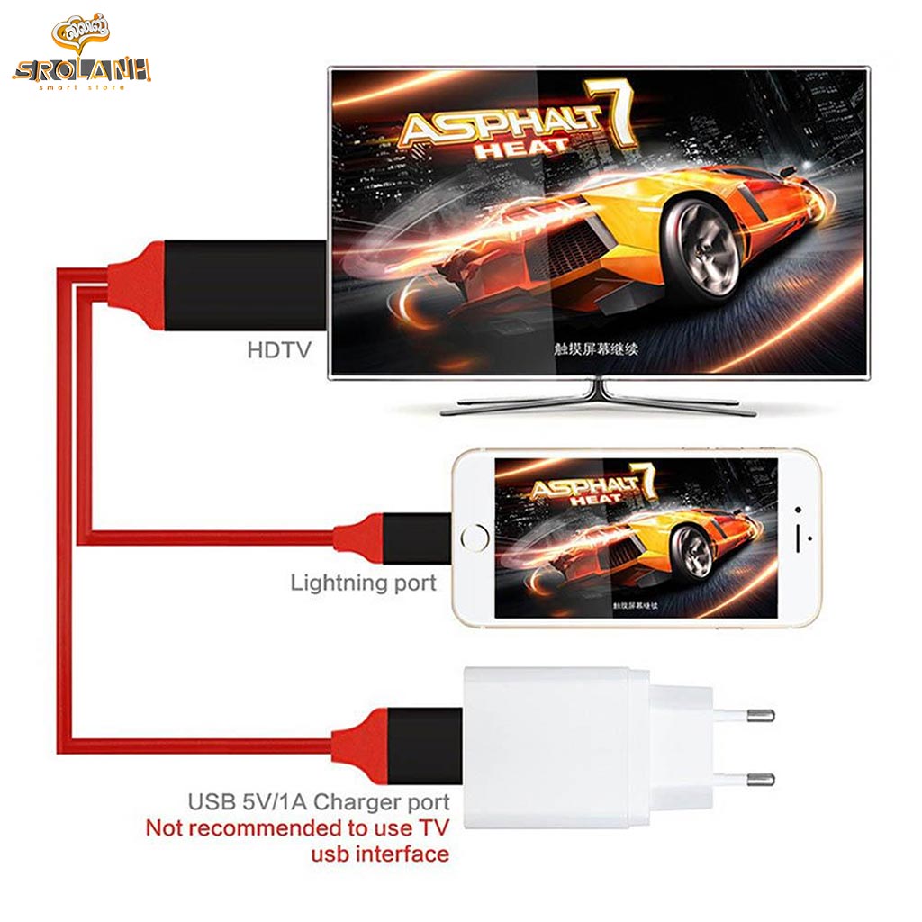 Lightning HDTV cable Video & charge plug and play 2m