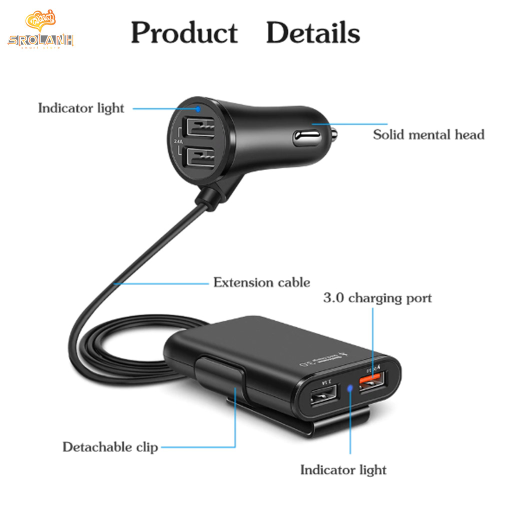 LIT The 4USB car charger with charger HUB CDP4A-C01