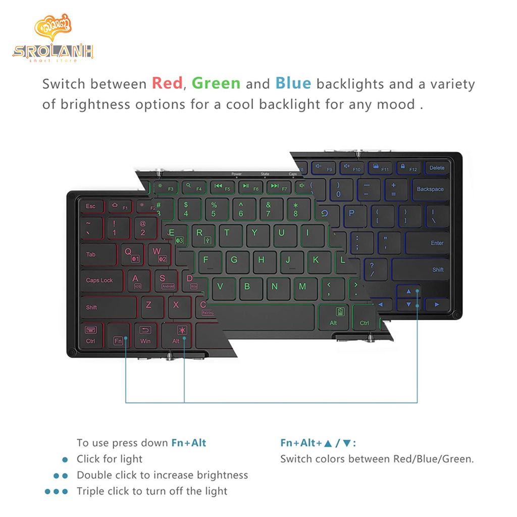 iCLEVER TriFolding Wireless Keyboard ICBK05 SROLANH