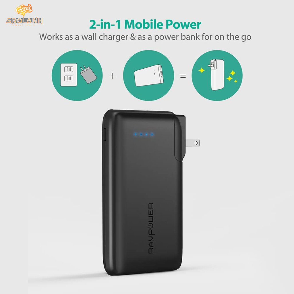 RAVPOWER AC 10000mAh Power Bank with EU&UK Adapter RP-PB066