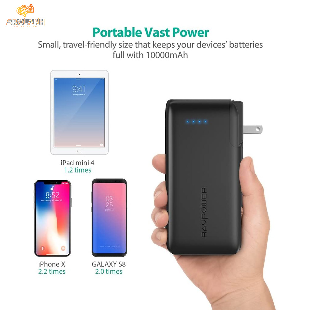 RAVPOWER AC 10000mAh Power Bank with EU&UK Adapter RP-PB066