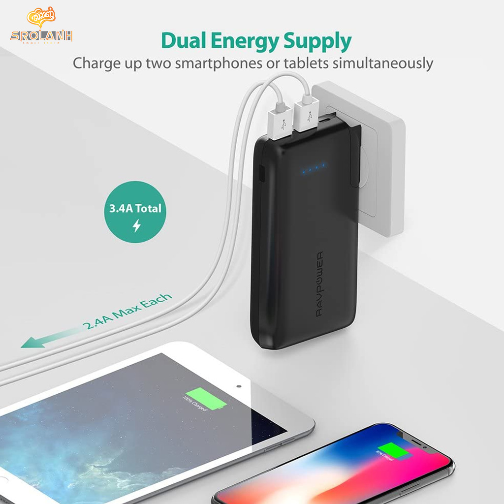 RAVPOWER AC 10000mAh Power Bank with EU&UK Adapter RP-PB066 | SROLANH