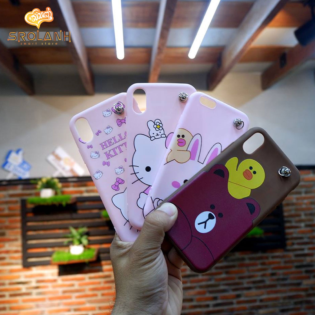 Classic case hello kitty with cartoon chains for iphone X