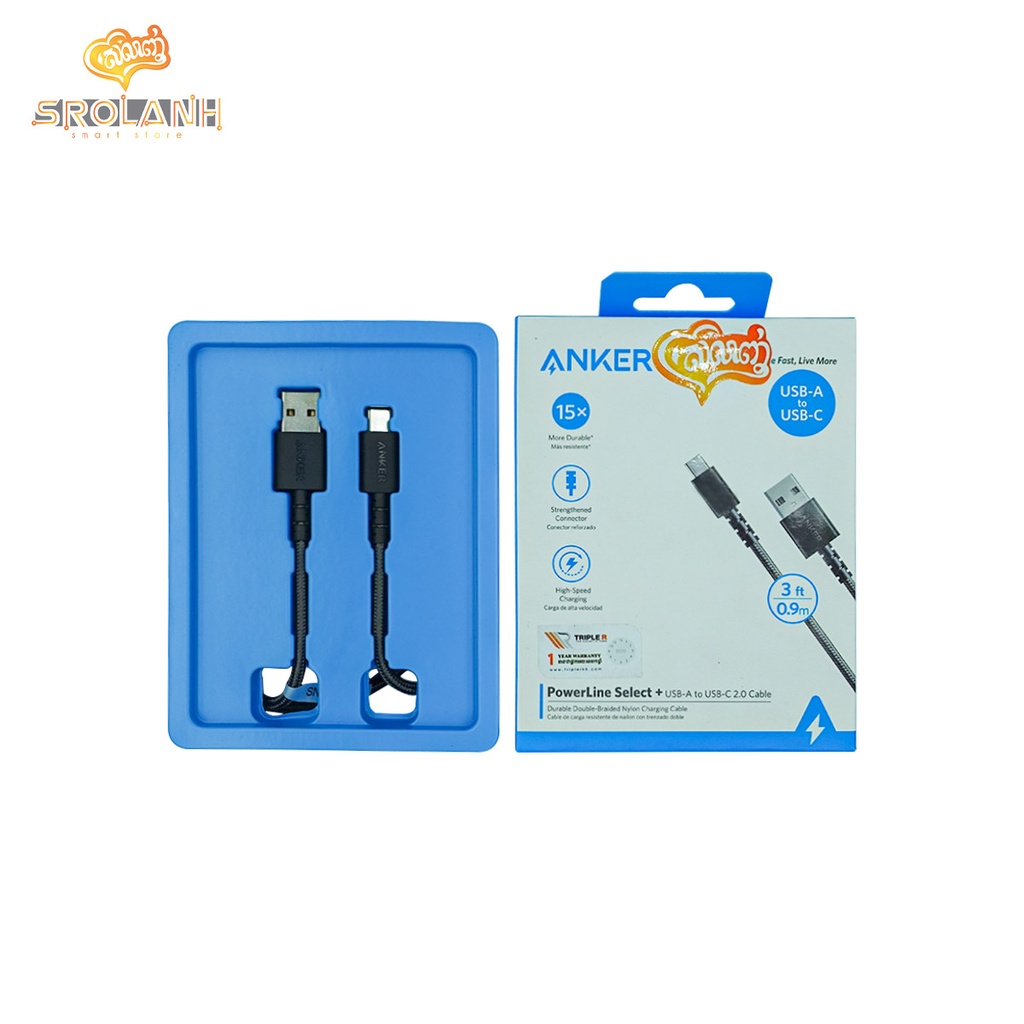 ANKER Power Line Select+USB-A to USB-C 2.0 Cable 3ft/0.9m