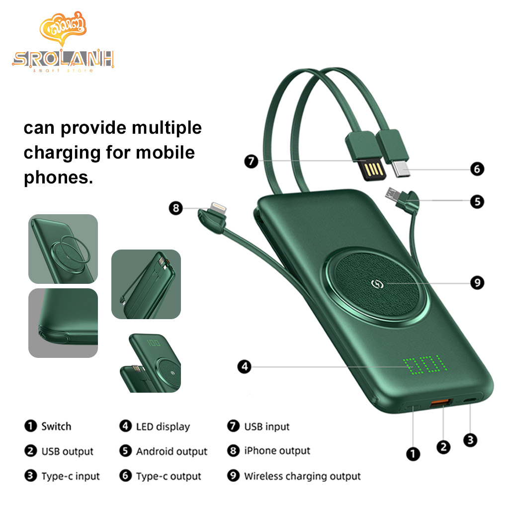 LIT The Wireless Charging Power Bank with Cable 10000mAh PBFW1-A01