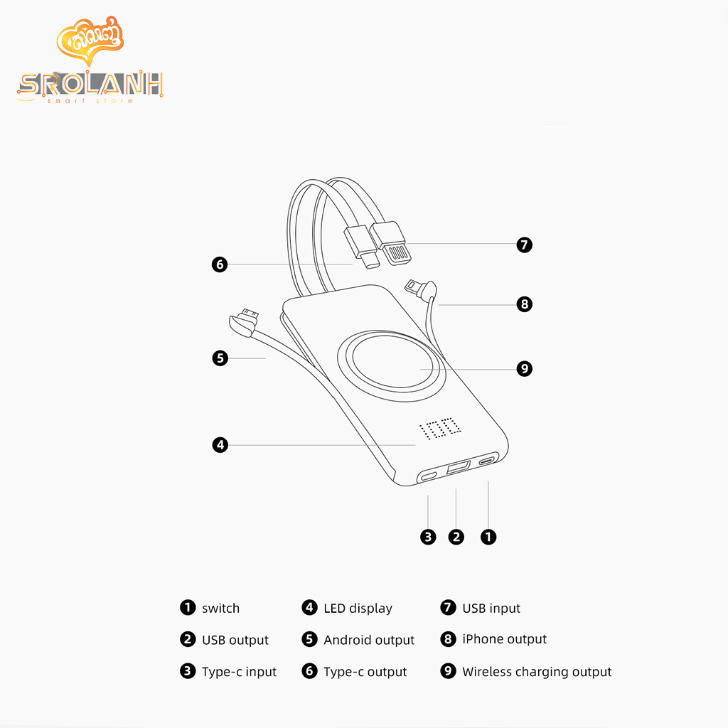 LIT The Wireless Charging Power Bank with Cable 10000mAh PBFW1-A01