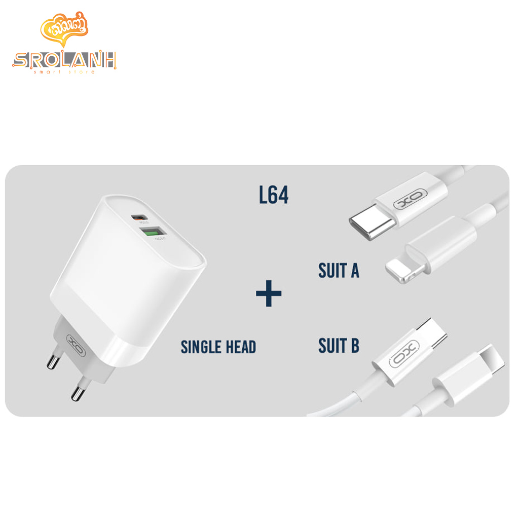 XO Fast QC3.0+PD Fast Charger with Type C Fast Cable L64 EU