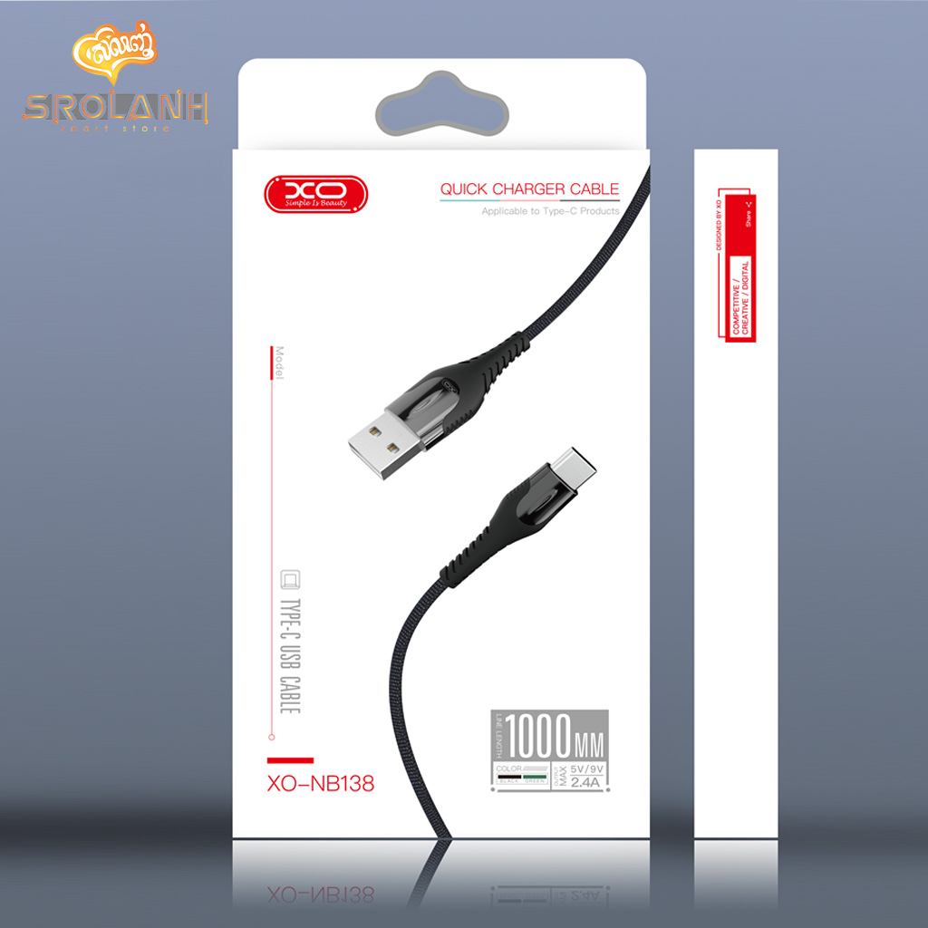 XO Lamp Zinc Alloy Cloth Braid Data USB Cable for Type C NB138