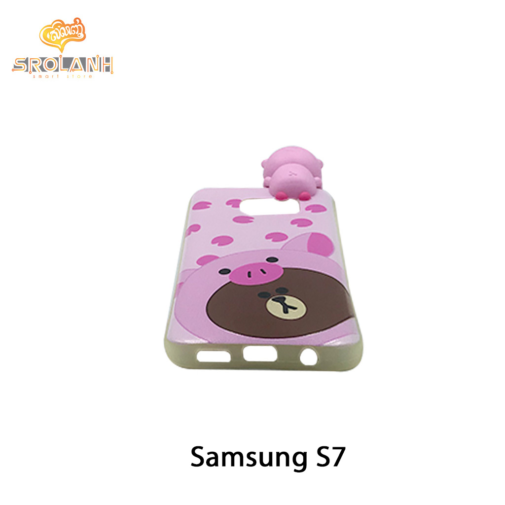 Super shock absorption case pink pig for samsung S7