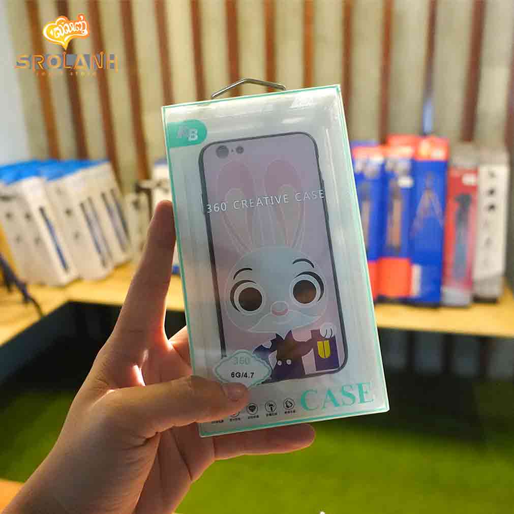 KB 360 creative case +screen rabit with big ear for iphone 6