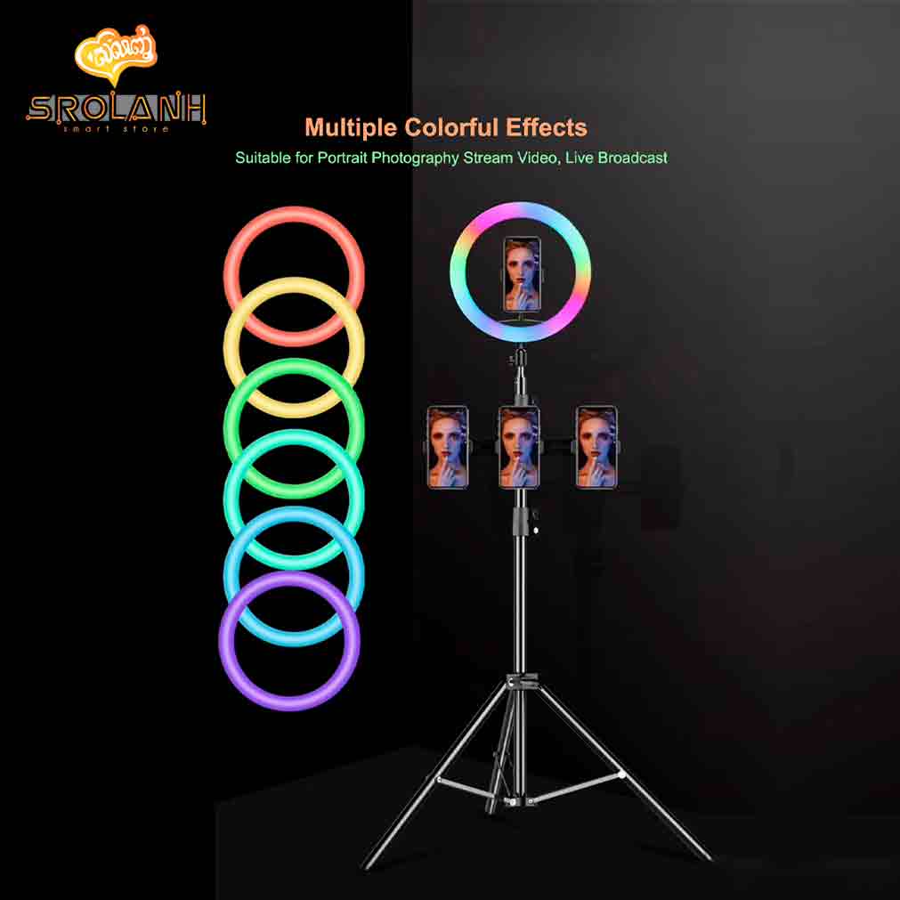 Colorful RGB Beauty Light 13inches(33cm) 4 Phone Holders Stand Tripod 2.1m