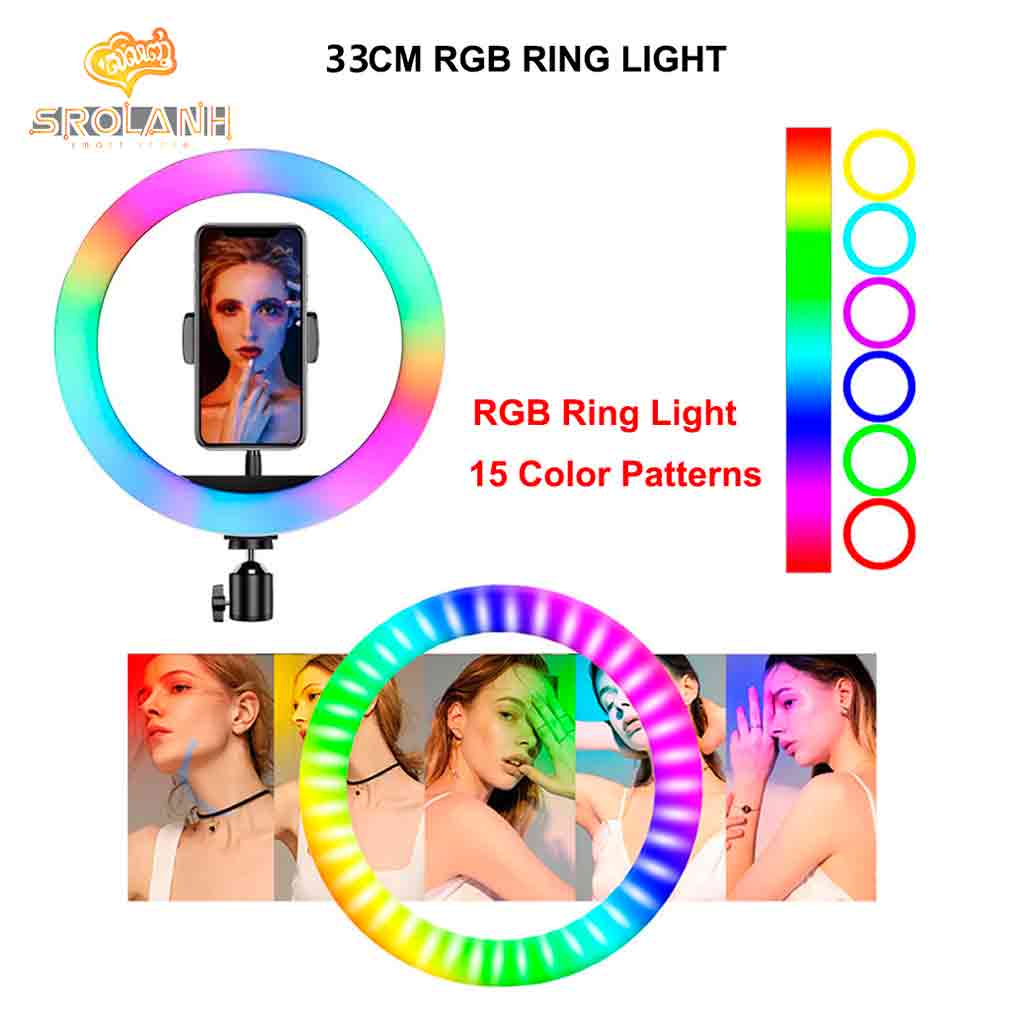 Colorful RGB Beauty Light 13inches(33cm) 4 Phone Holders Stand Tripod 2.1m