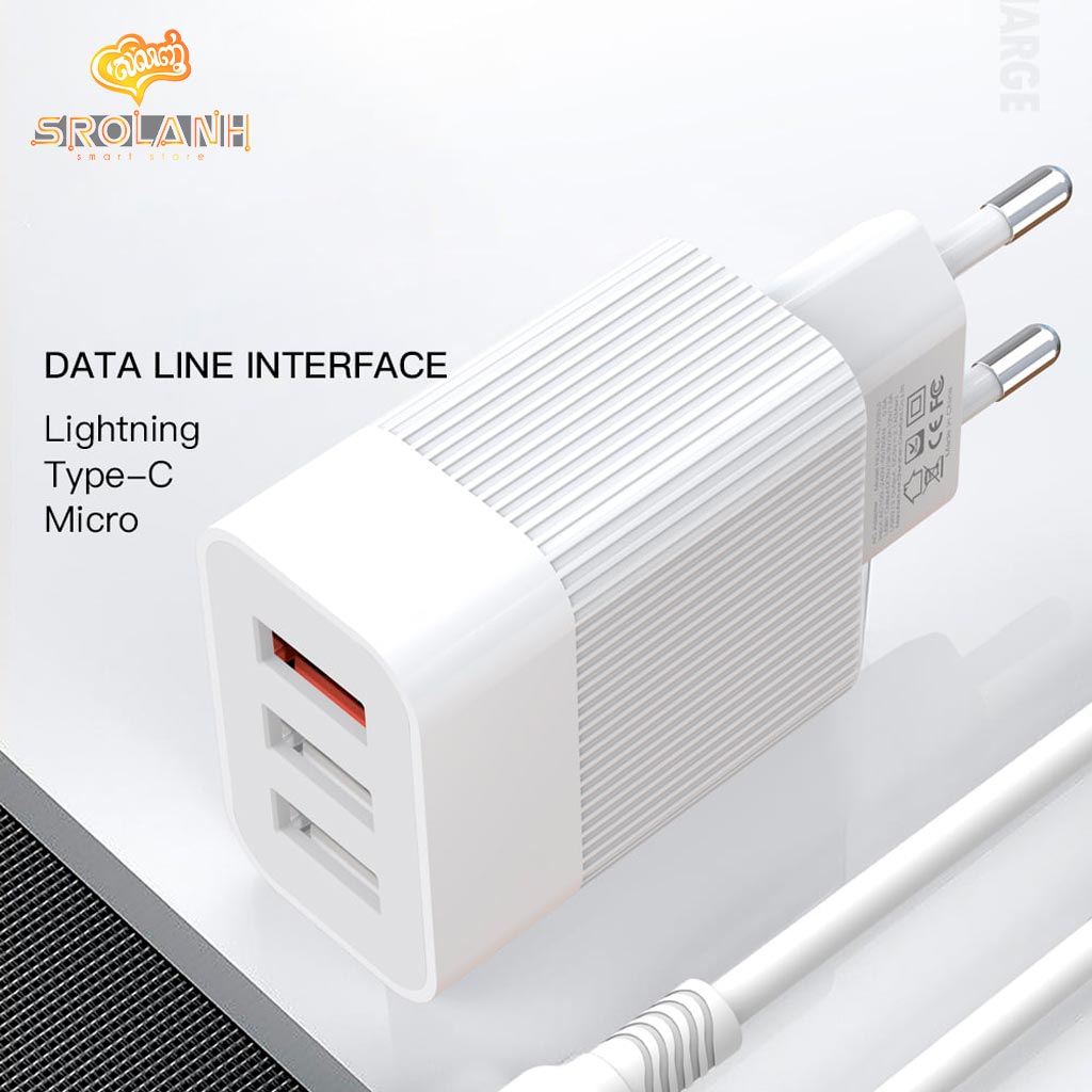 XO L72 EU QC3.0+2.1A 3USB Charger