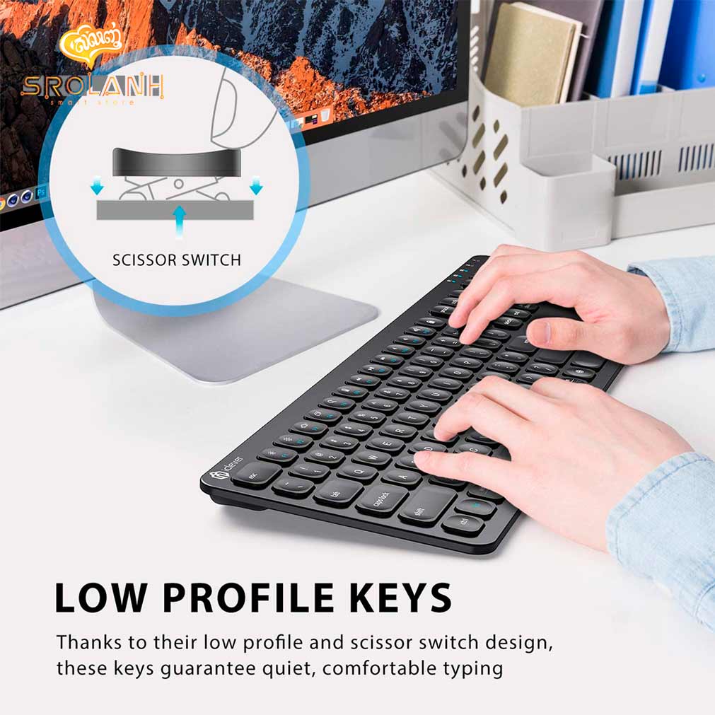 iClever Multi-Device Ultra Slim Rechargeable Wireless Keyboard BKA38B