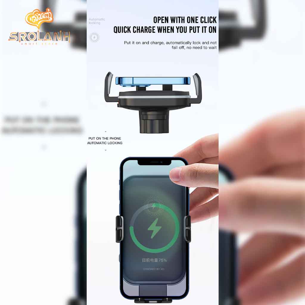 XO WX027 15W Car Holder with Wireless Charger