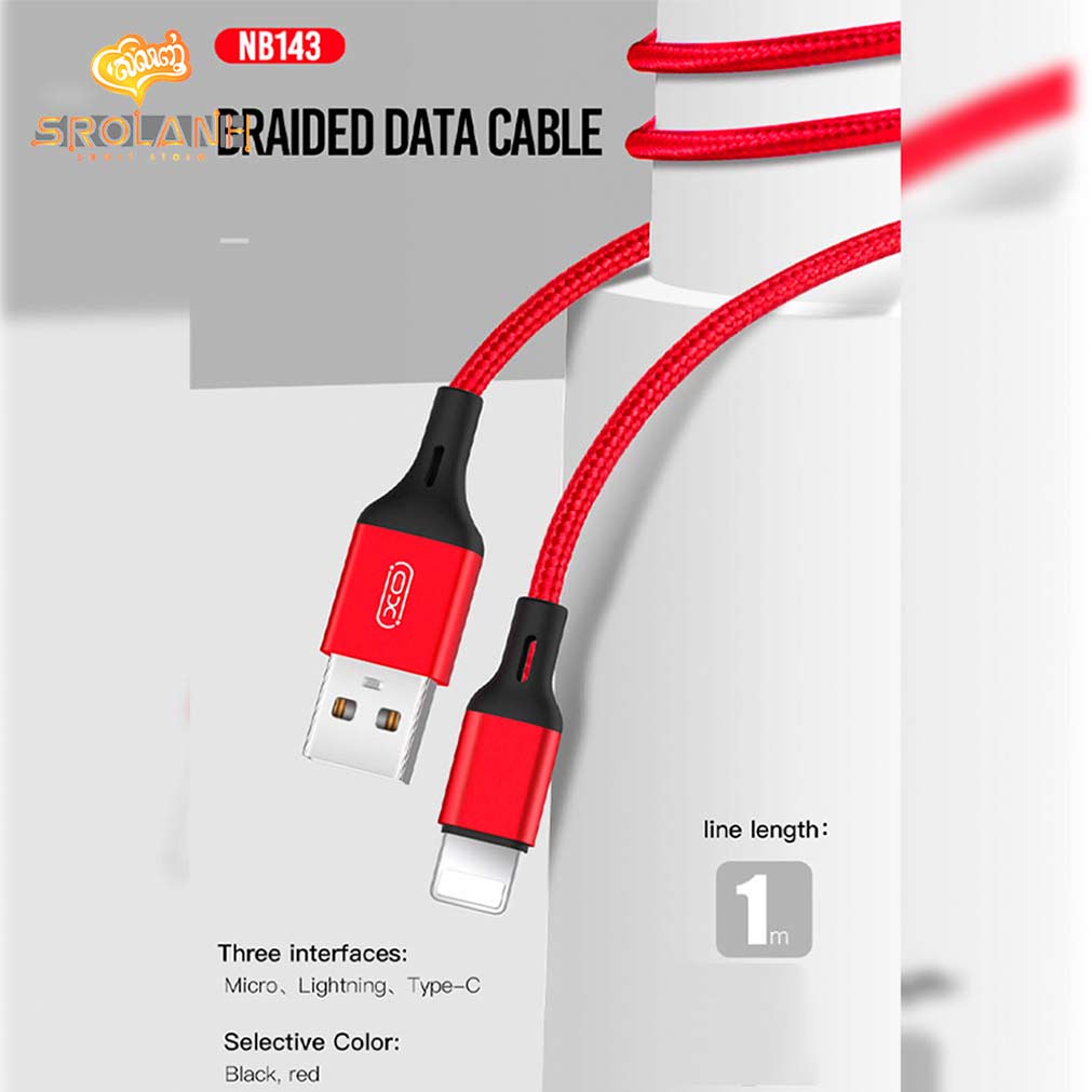 XO NB143 Braided Data Cable Lighting 1M