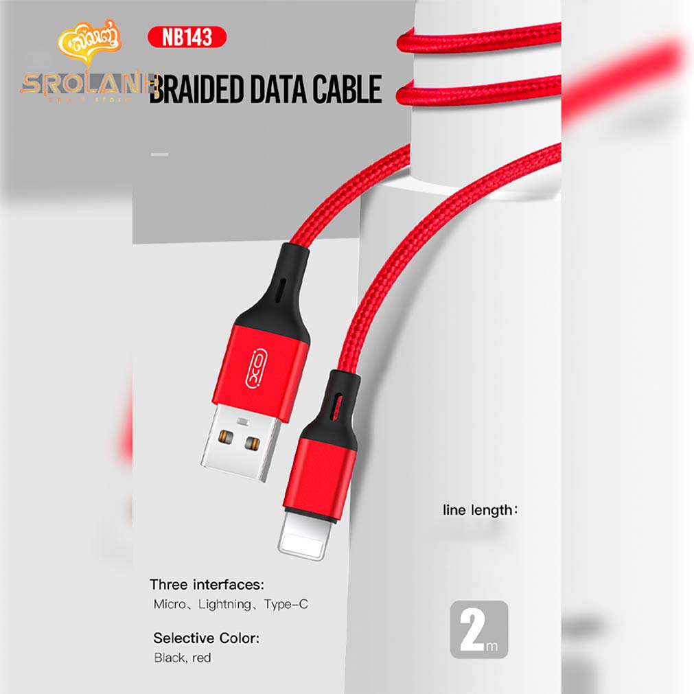 XO NB143 Braided Data Cable Lighting 2M