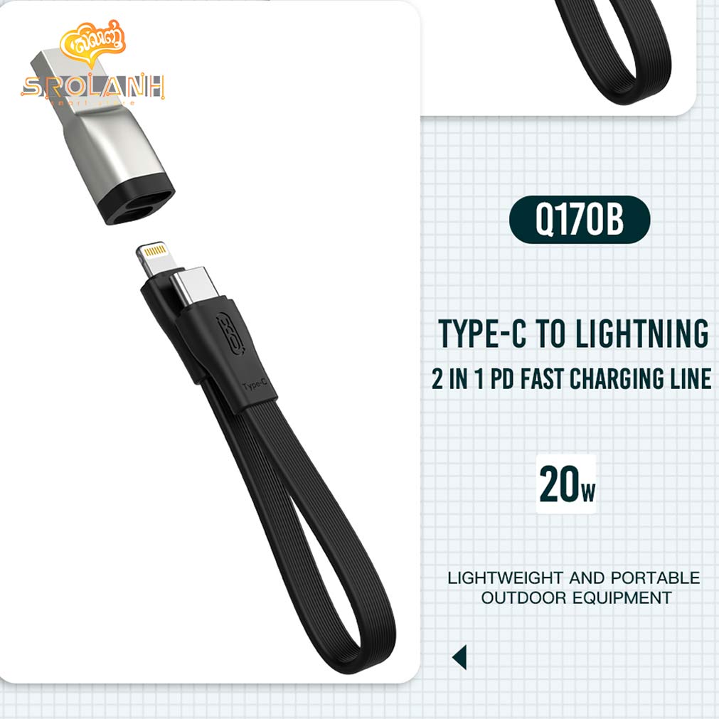 XO NB-Q170B 20W Fast Charger Type-C to Lightning USB to Lightning Portable 0.2M