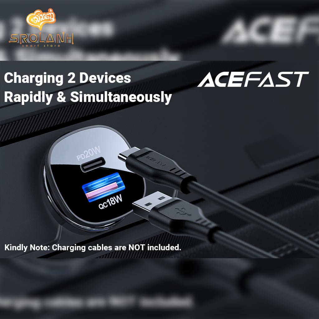 ACEFAST B1 Mini 38W ( USB-C + USB-A ) Dual-Port Metal Car Charger