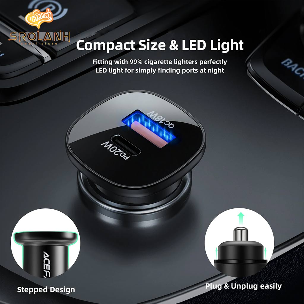 ACEFAST B1 Mini 38W ( USB-C + USB-A ) Dual-Port Metal Car Charger