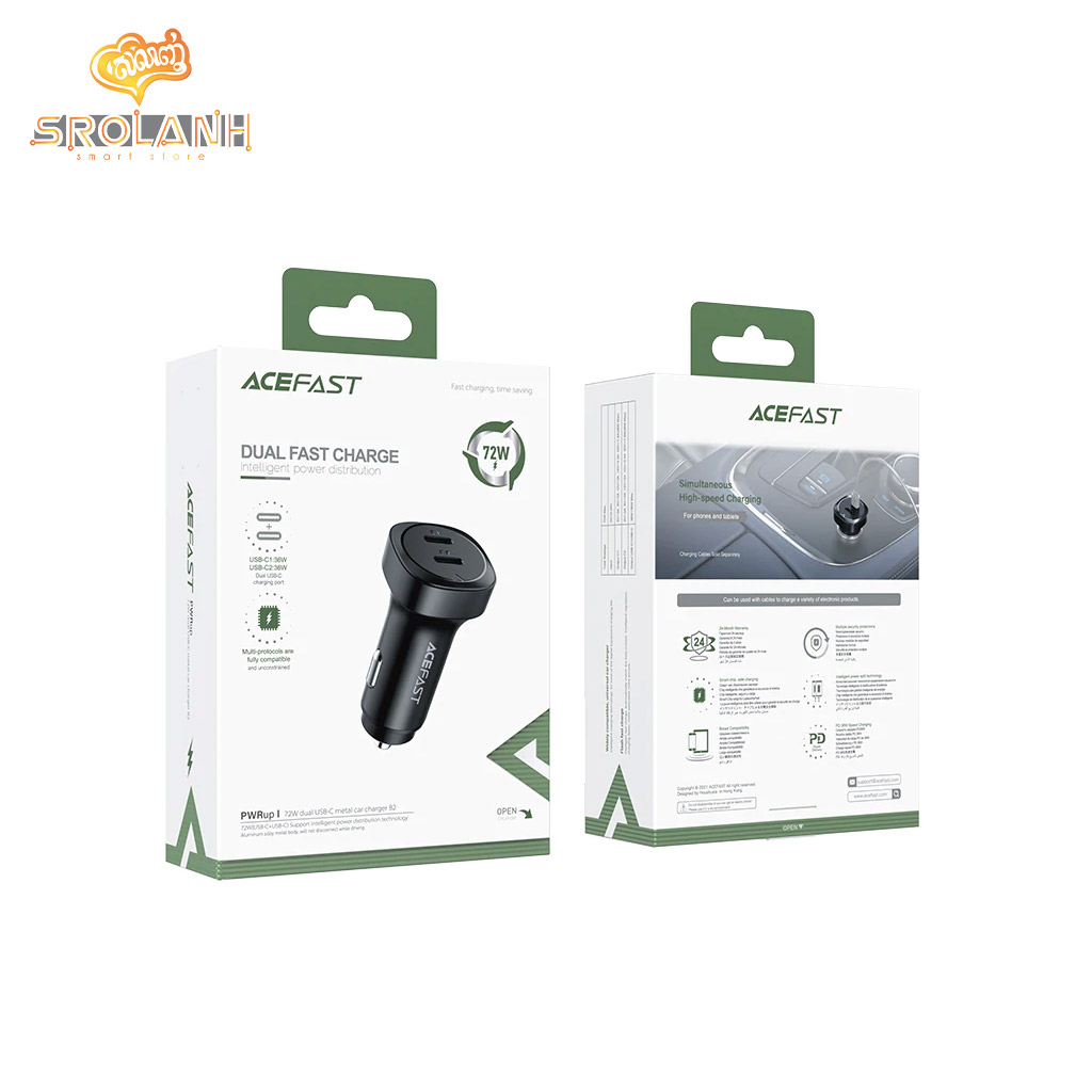 ACEFAST B2 72W Dual USB-C Metal Car Charger