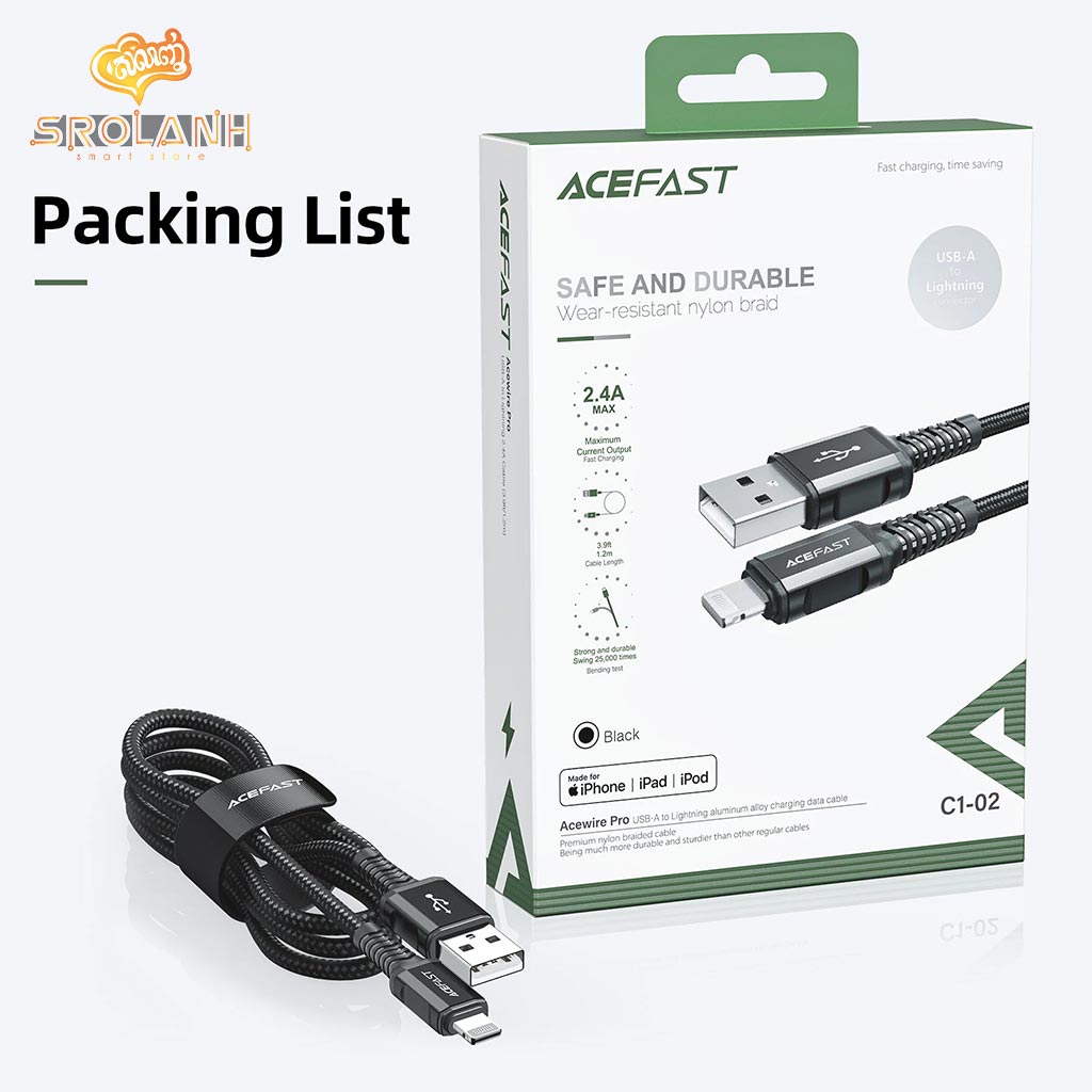 ACEFAST C1-02 USB-A To Lightning Aluminum Alloy Charging Data Cable