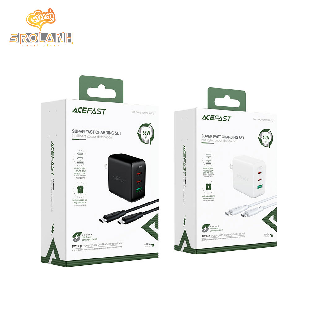 ACEFAST A15 PD 65W (2USB-C+USB-A) 3-Port Charger Set (US)