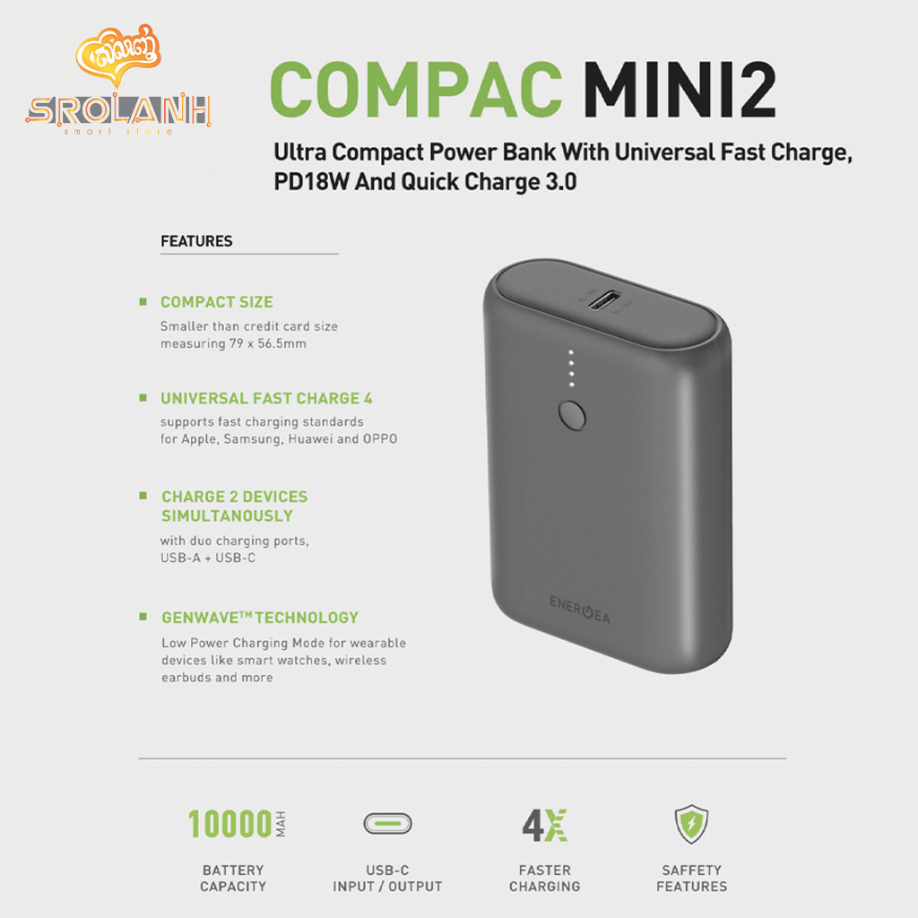ENERGEA Compac Mini 2 10000mAh PD3.0/PPS/QC3.0/SCP/VOOC