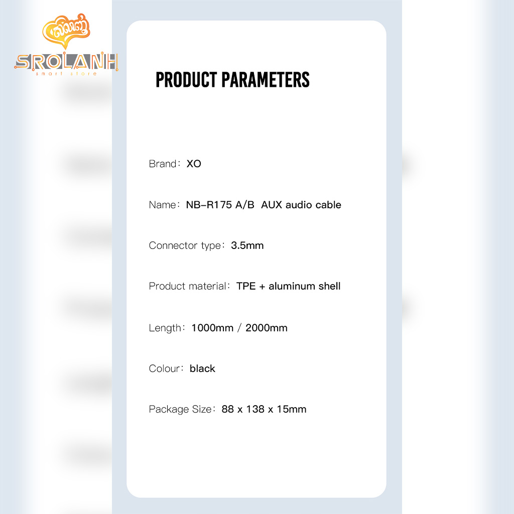 XO NB-R175A Audio adapter 3.5mm to 3.5mm 1M
