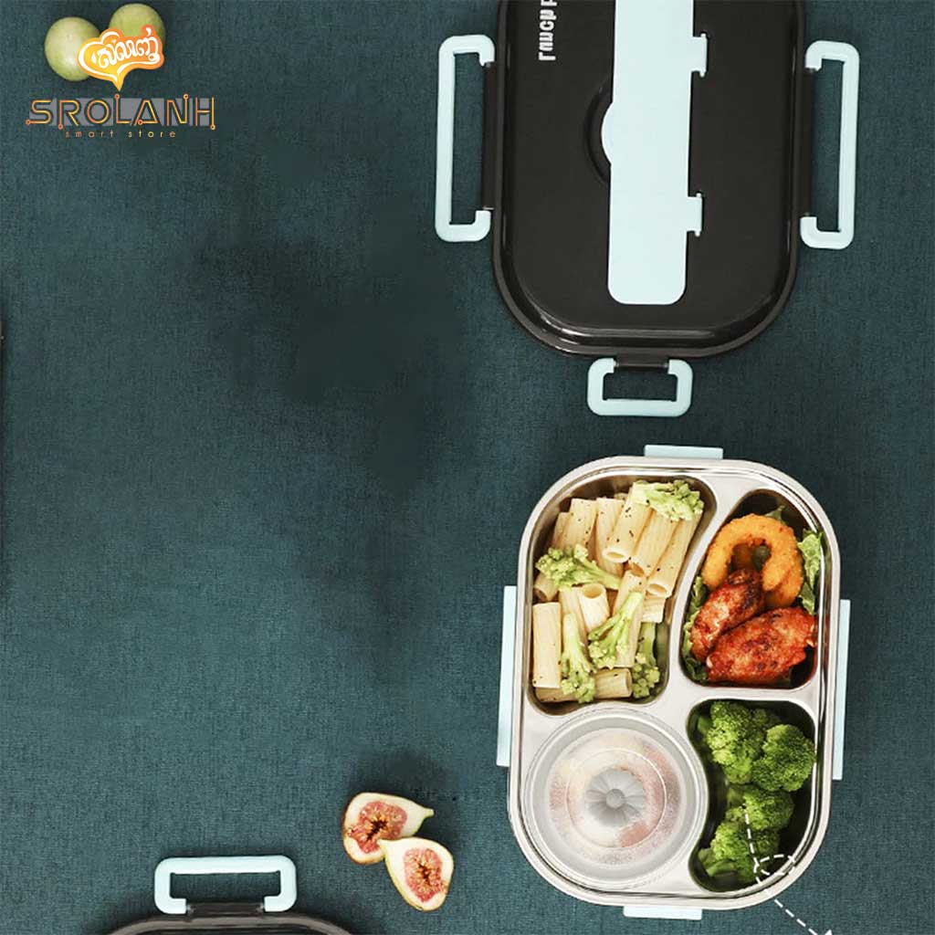 Lunch Box 4 Ports Square Buckled Compartment