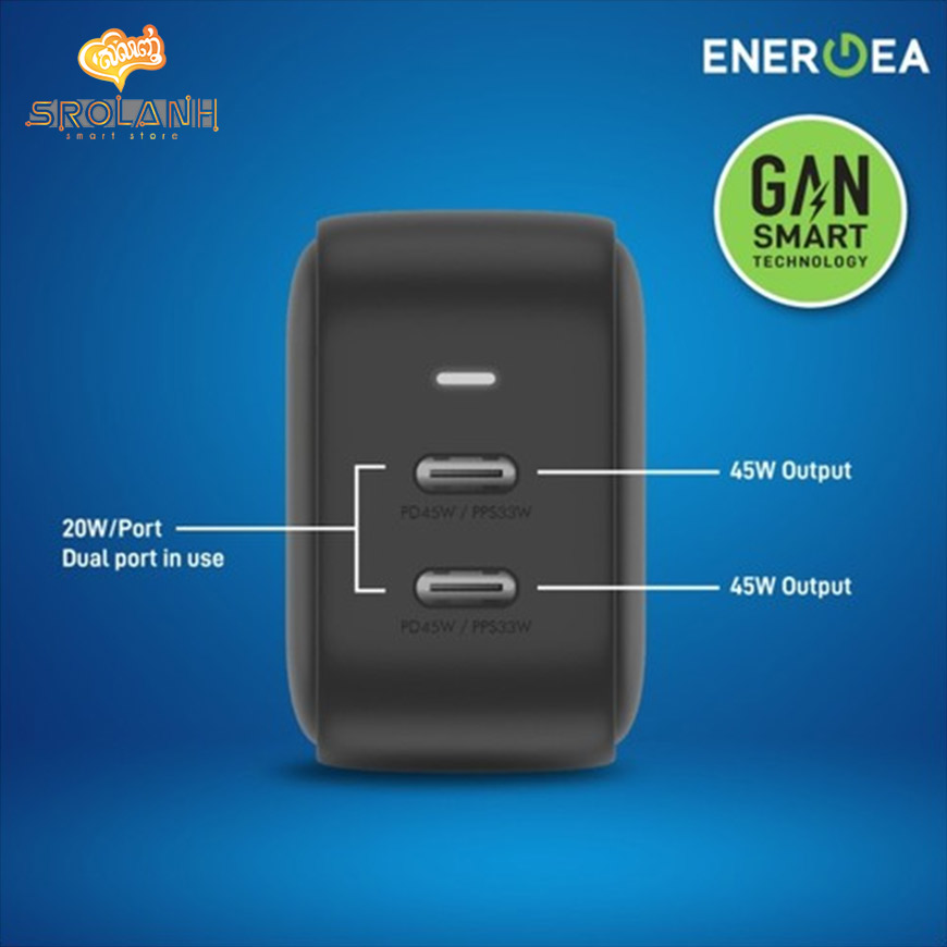 Energea Travelite GaN45 PD/PPS 45w (US+UK Plug)