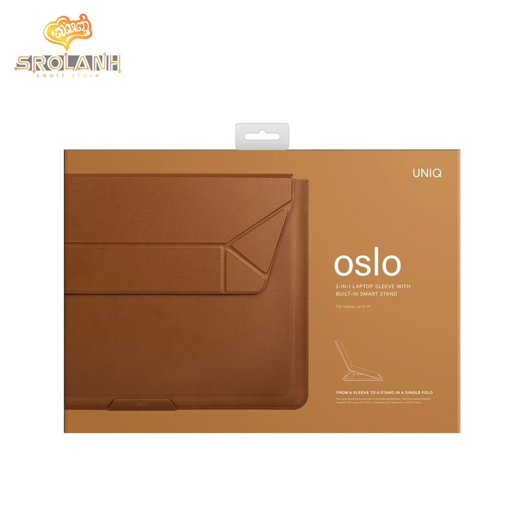 UNIQ OSLO Laptop Sleeve with Foldable Stand Up to 14″