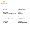 XO-K13B Transparent TPU+PC Magnetic Phone13 Pro Max 6.7