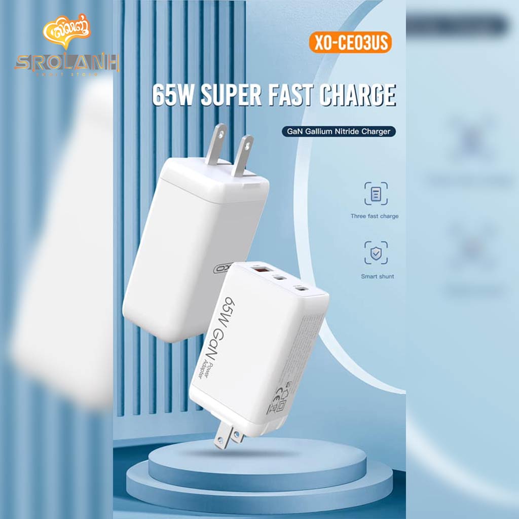 XO CE03(US) 65W fast charging (TYPE-C PD65W/USB-A QC 30W)