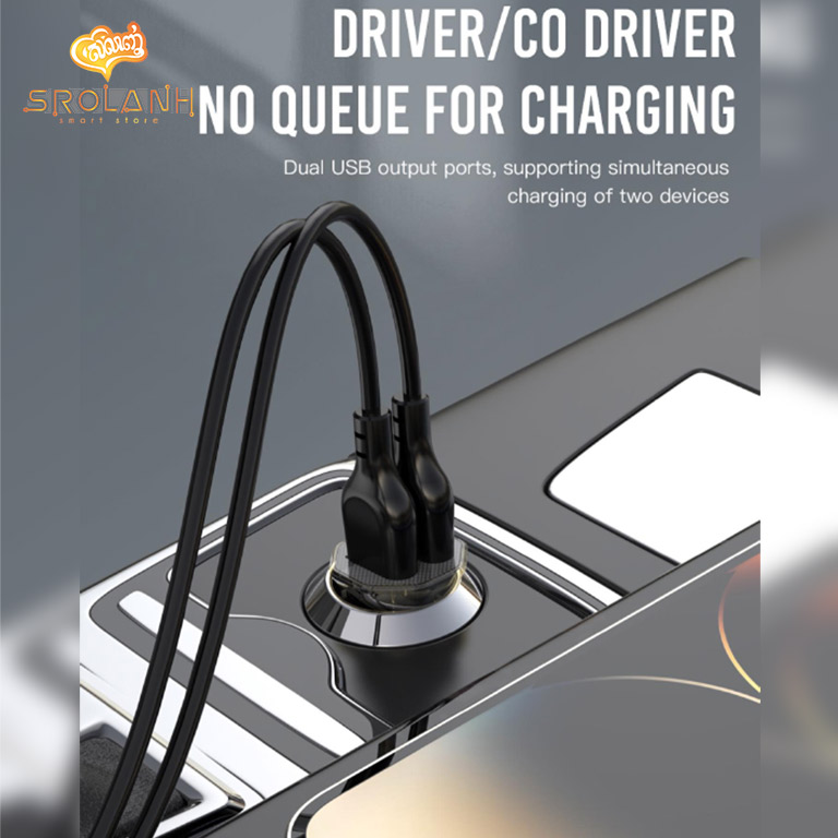 XO CC49 Transparent Design Dual USB 2.4A Car Charger