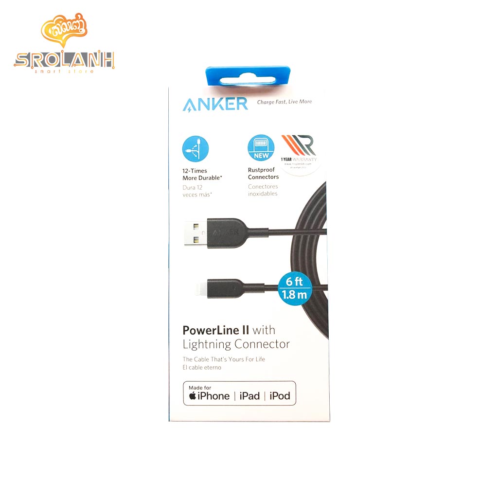 Anker PowerLine II USB-A to Lightning 6ft/1.8m New Chip C89
