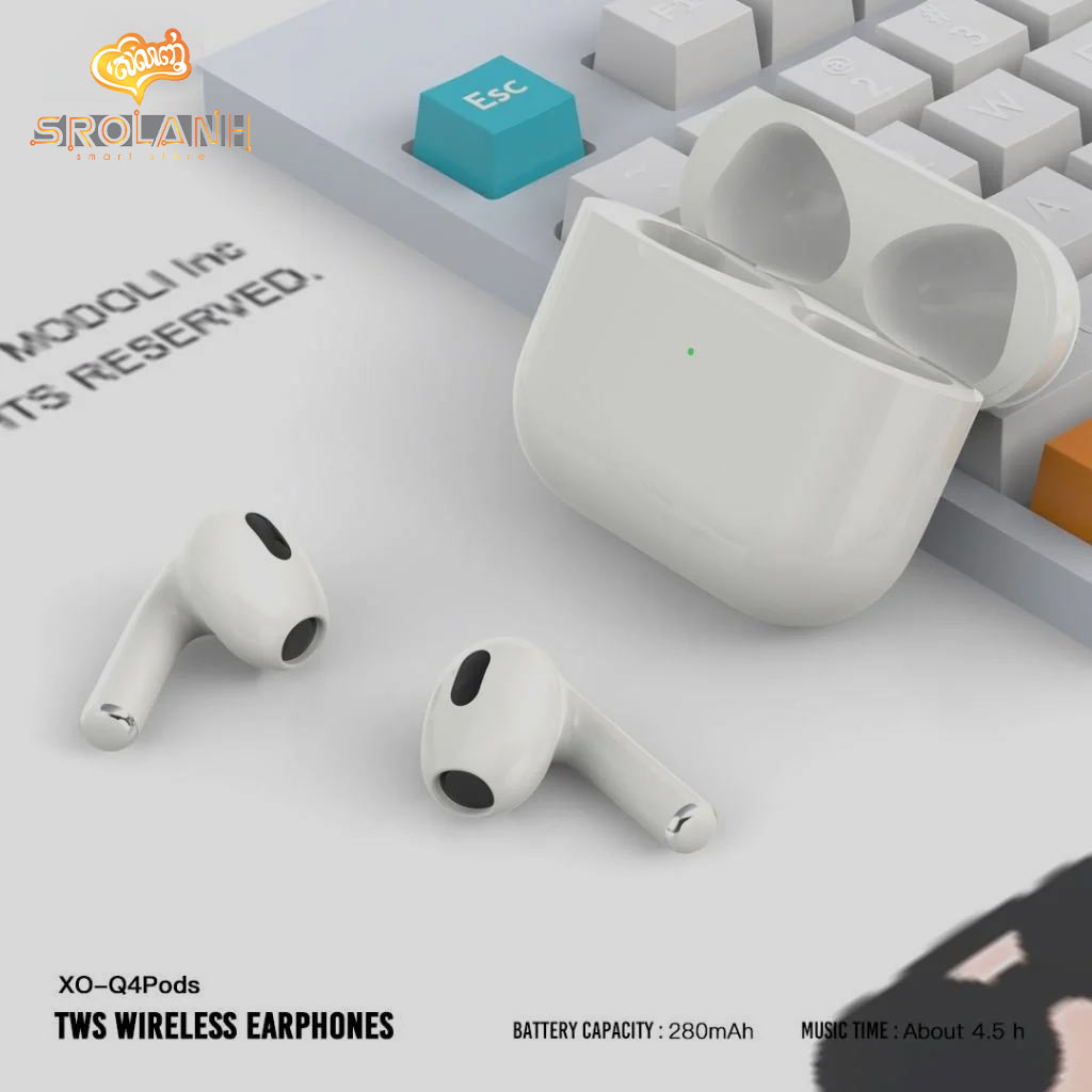 XO-Q4Pods Bluetooth headset.4th(generation Full configuration with ear Sensor and wireless charging)