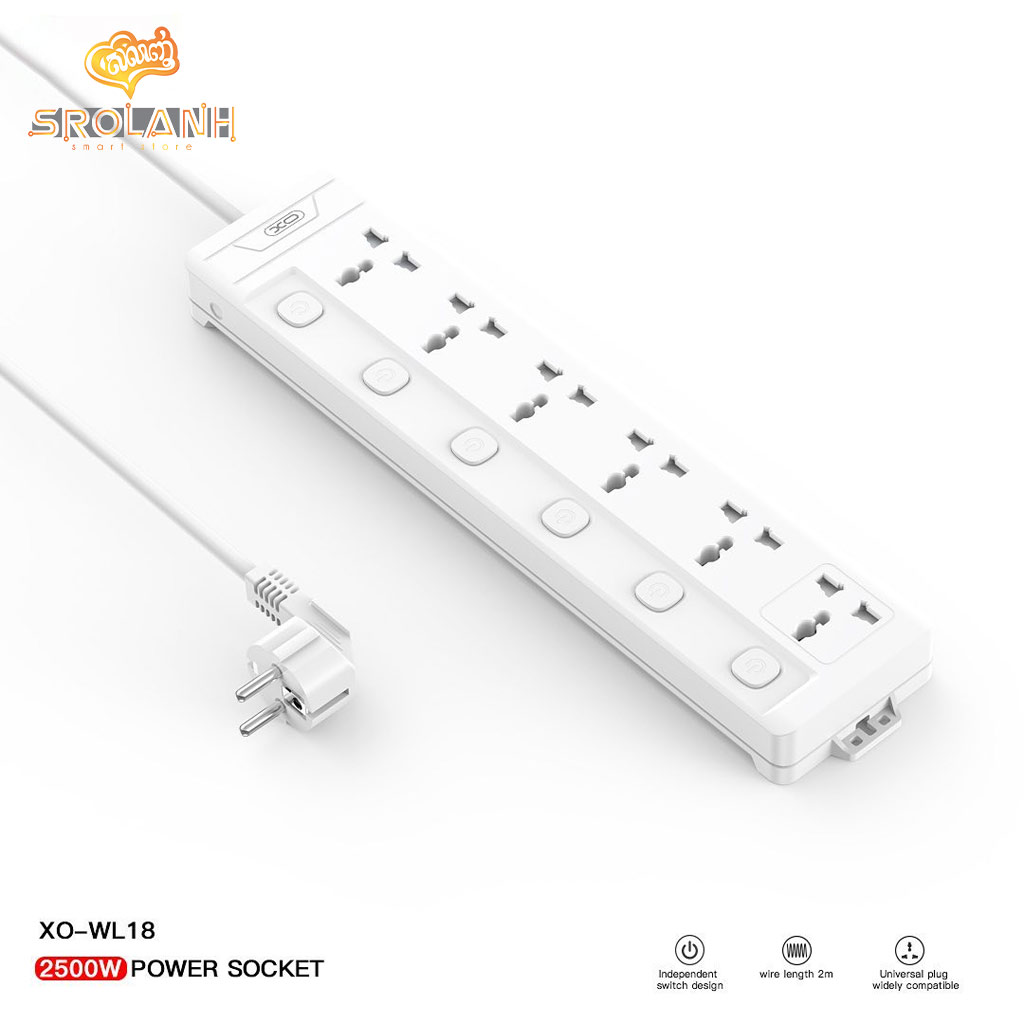 XO WL18 (EU) Long row 6AC Socket with Independent Switch