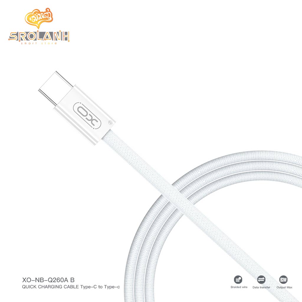 XO NB-Q260A iPhone15 Type-c TO Type-c 60W 1m  Braided Charging Cable
