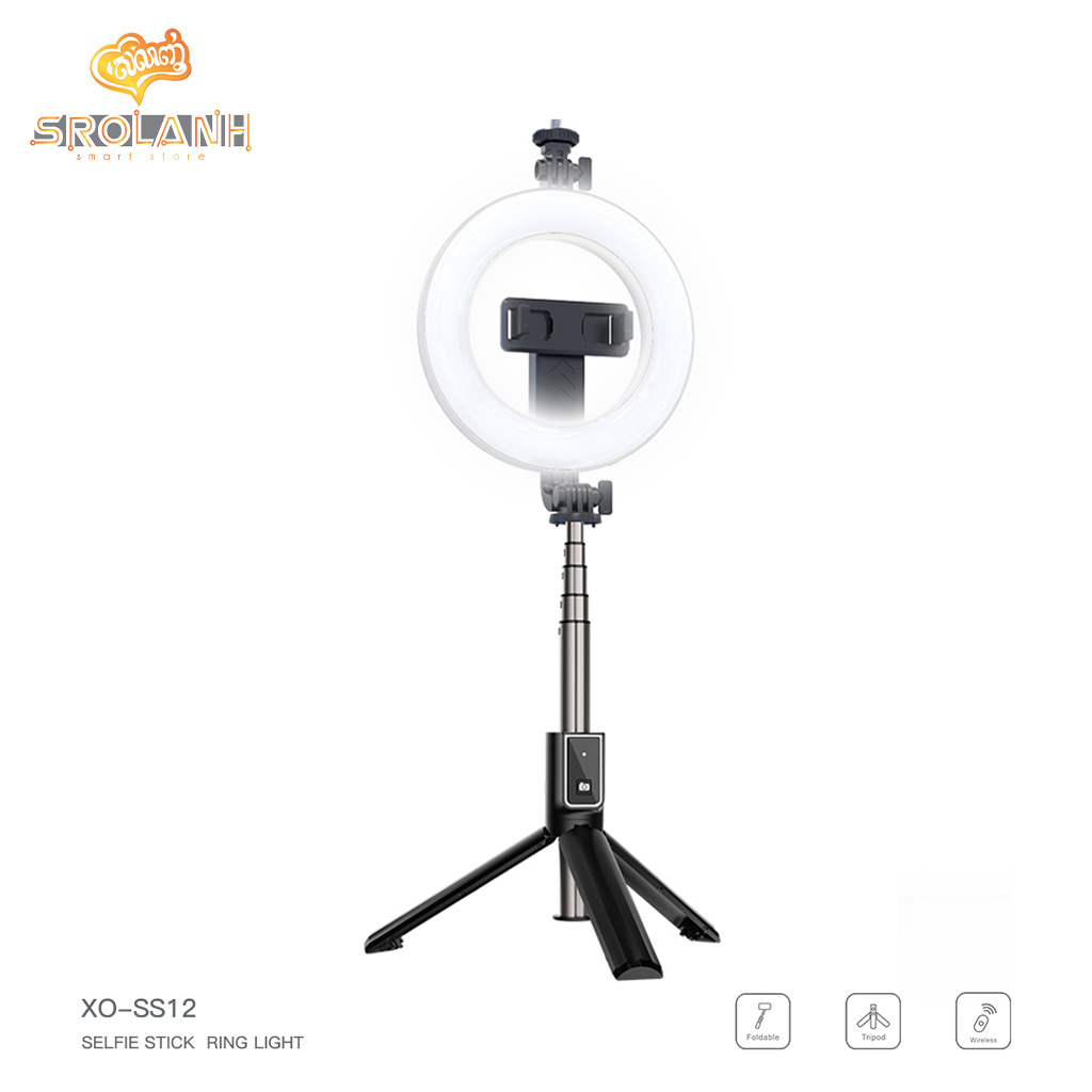 XO-SS12 Bluetooth selfie stick Direct broadcast tripod with fill light(Gopro camera and other devices available),95CM 