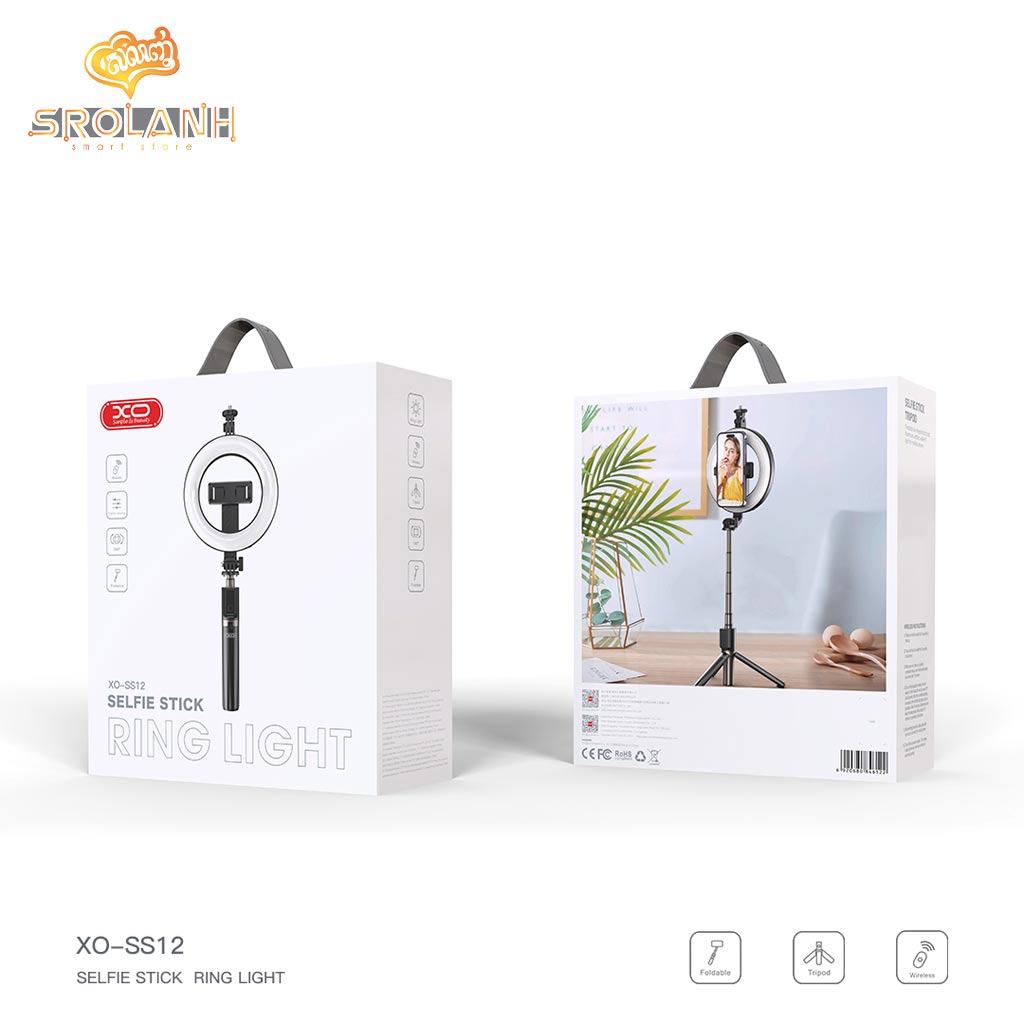 XO-SS12 Bluetooth selfie stick Direct broadcast tripod with fill light(Gopro camera and other devices available),95CM 