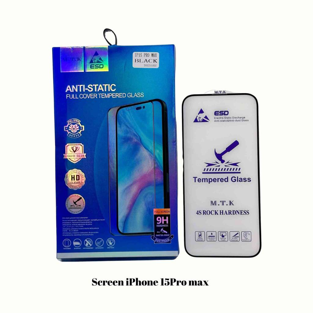 ESD4S  Full stick Anti-Fingerprint, Ultra clearness full cover tempered for iPhone15 Pro MAX