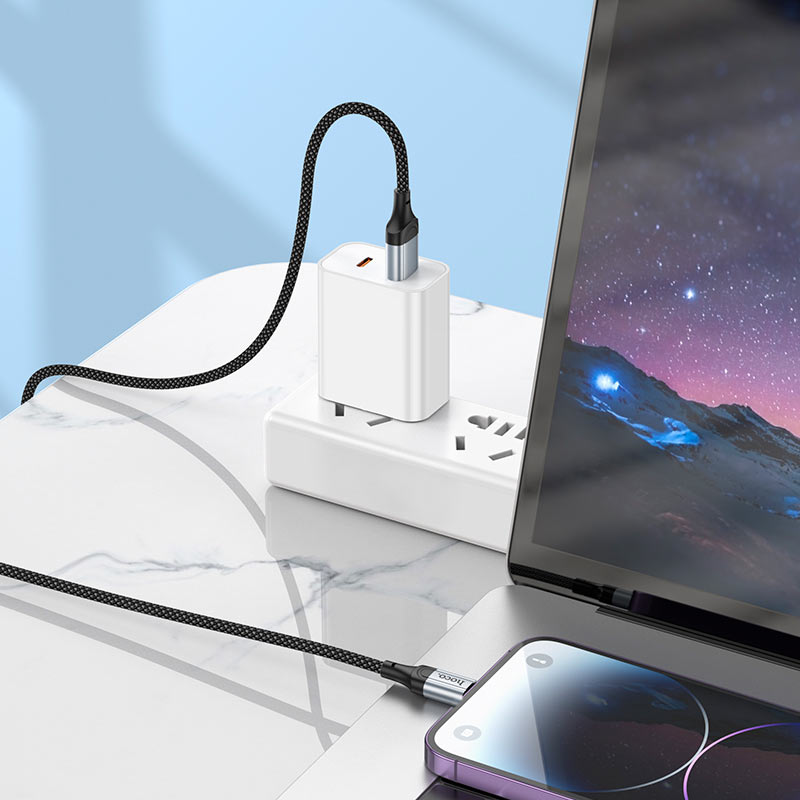 HOCO X102 Nylon braid and aluminum alloy connectors 2.4A, USB-A to Lightning charging data cable