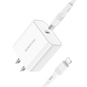 BOROFONE BA57 Easy speed wall charger, US set with cable (USB-C to Lightning)