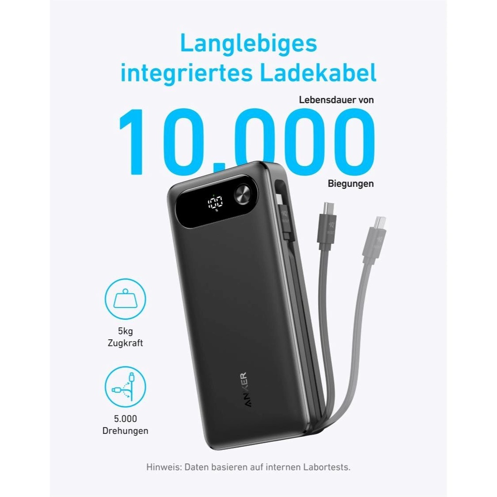 Anker Power Bank 20K 87W Max Build-In USB-C Cable