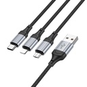 HOCO X102 Fresh 3-in-1 charging data cable(iPhone+Micro+Type-C),1m/3.2ft