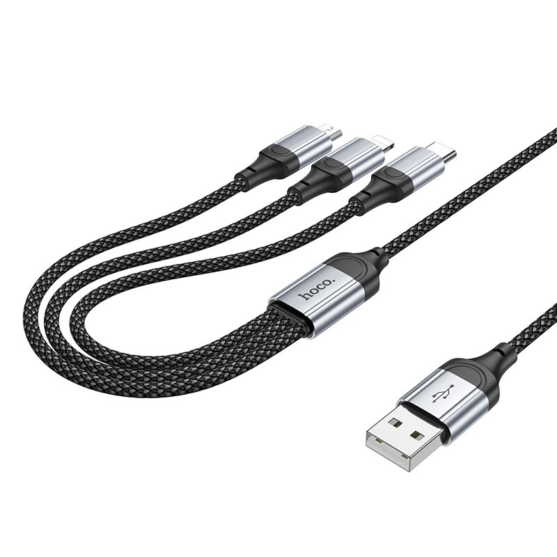 HOCO X102 Fresh 3-in-1 charging data cable(iPhone+Micro+Type-C),1m/3.2ft