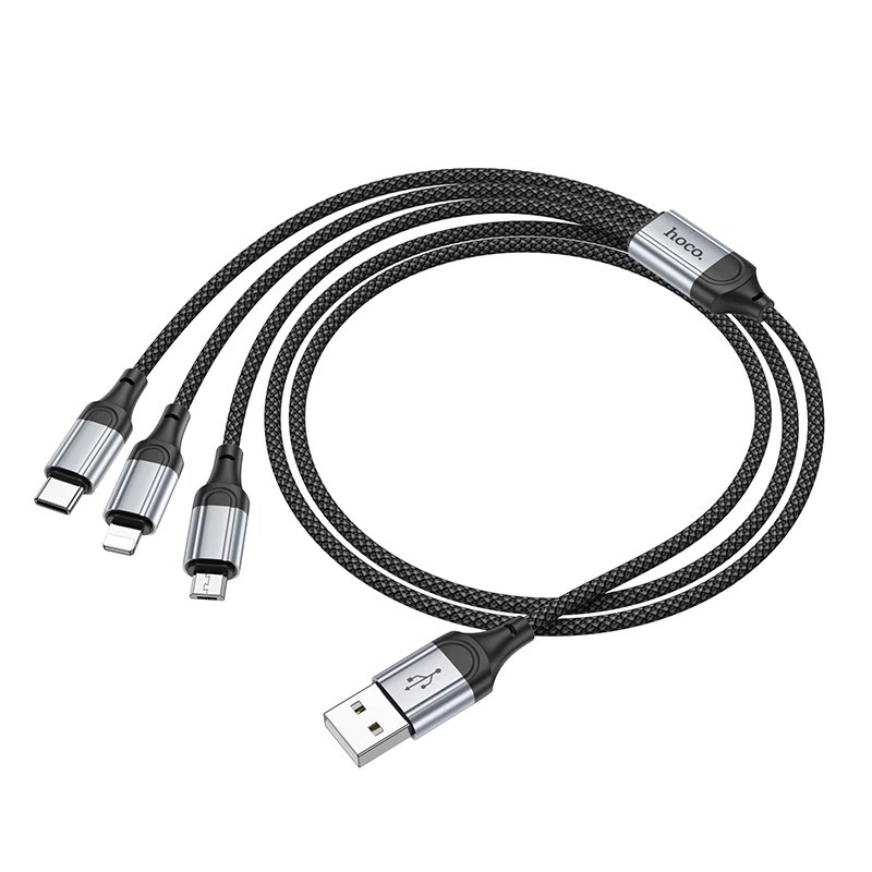 HOCO X102 Fresh 3-in-1 charging data cable(iPhone+Micro+Type-C),1m/3.2ft
