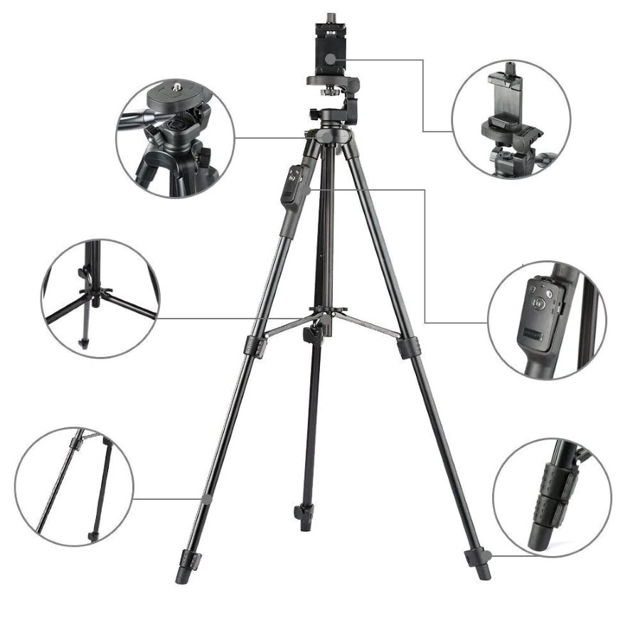 Yunteng VCT-5208 Selfie Tripod with bluetooth remote for Smartphones and DSLR Camera(360°)